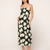 Ursula Black Vine Leaf Midi Dress