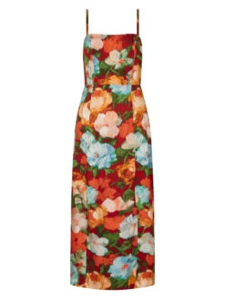 Ursula Blue Impressionist Floral Print Midi Dress -New Modern Dress Sales ursula blue impressionist floral print midi dress by kitri studio 43086535655724