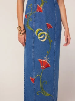 Ursula Embroidered Denim Midi Dress -New Modern Dress Sales ursula embroidered denim midi dress by kitri studio 45086636376364