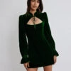 Valentina Green Velvet Mini Dress