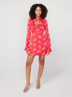 Valentina Red Floral Mini Dress