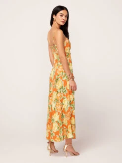 Velma Apricot Painted Floral Print Midi Dress -New Modern Dress Sales velma apricot painted floral print midi dress by kitri studio 45086589583660