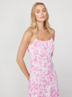 Velma Pink Pansy Print Midi Dress -New Modern Dress Sales velma pink pansy print midi dress by kitri studio 44129508557100