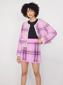 Winnie Pink Check Boucle Knit Cardigan -New Modern Dress Sales winnie pink check boucle knit cardigan by kitri studio 41893328159020