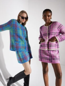 Winnie Pink Check Boucle Knit Cardigan -New Modern Dress Sales winnie pink check boucle knit cardigan by kitri studio 41893329436972