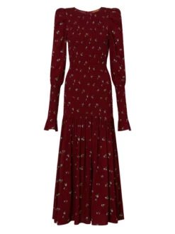 Wren Berry Ditsy Floral Shirred Midi Dress -New Modern Dress Sales wren berry ditsy floral shirred midi dress by kitri studio 41896376238380